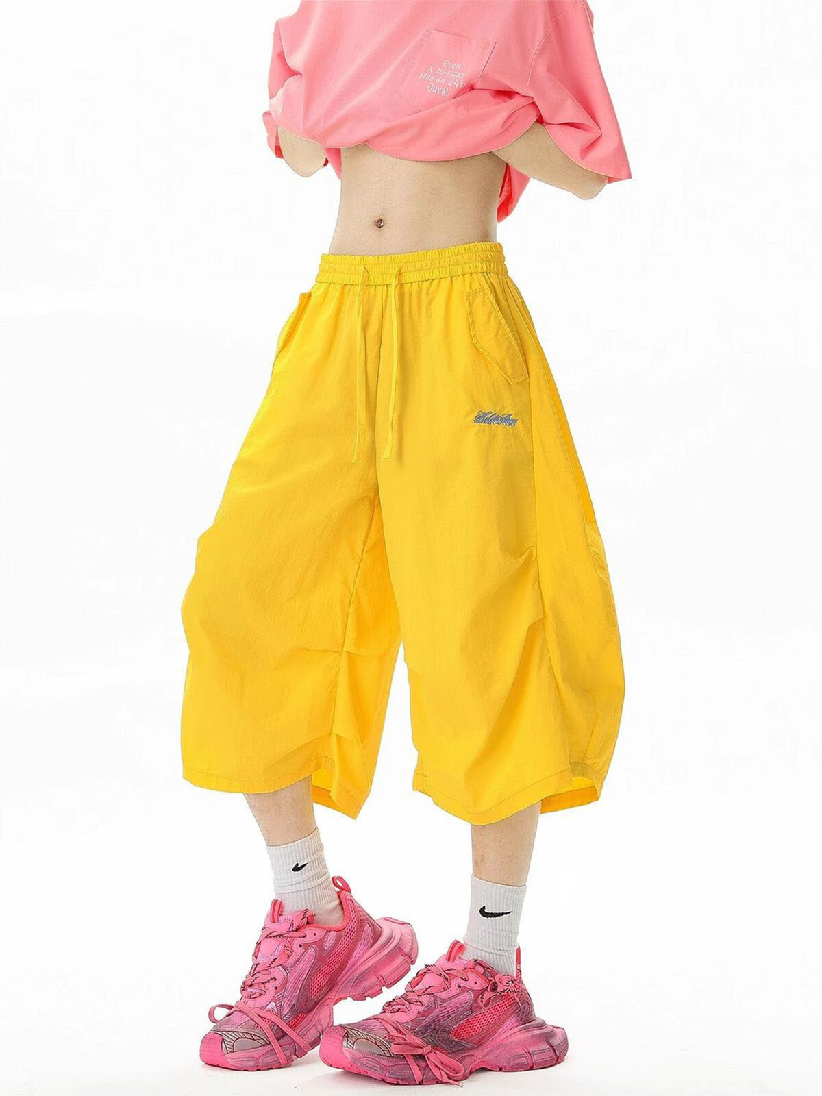 Mountain Biking Shorts Women - กางเกงขาสั้นปักลายแห้งเร็วสำหรับผู้ชายฤดูร้อนกลางแจ้งสไตล์ภูเขาขากว้างทรงหลวมสบายๆ