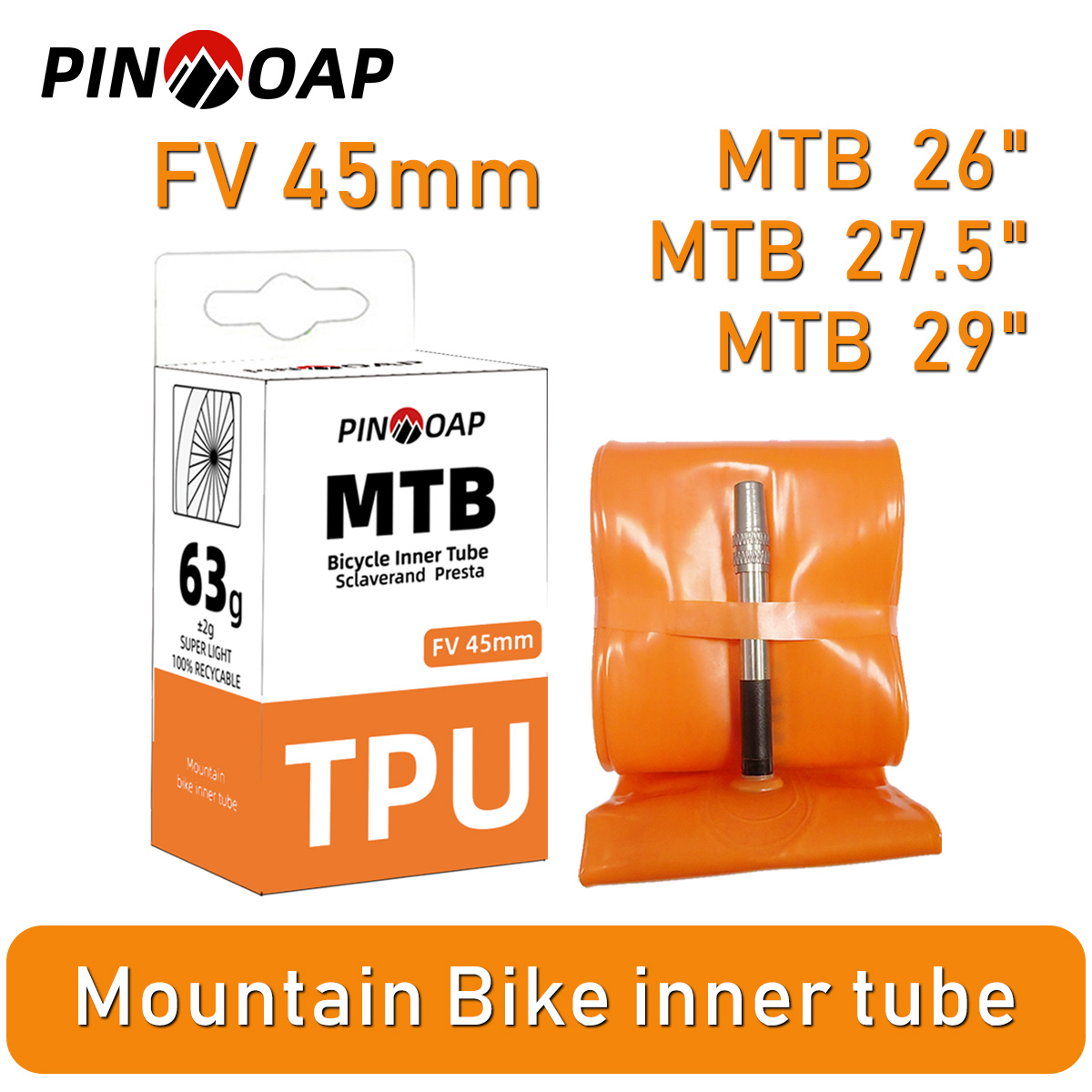 Mountain Biking Tube - ยางในจักรยานเสือภูเขา PINMOAP ขนาด 45 มม. ยางใน