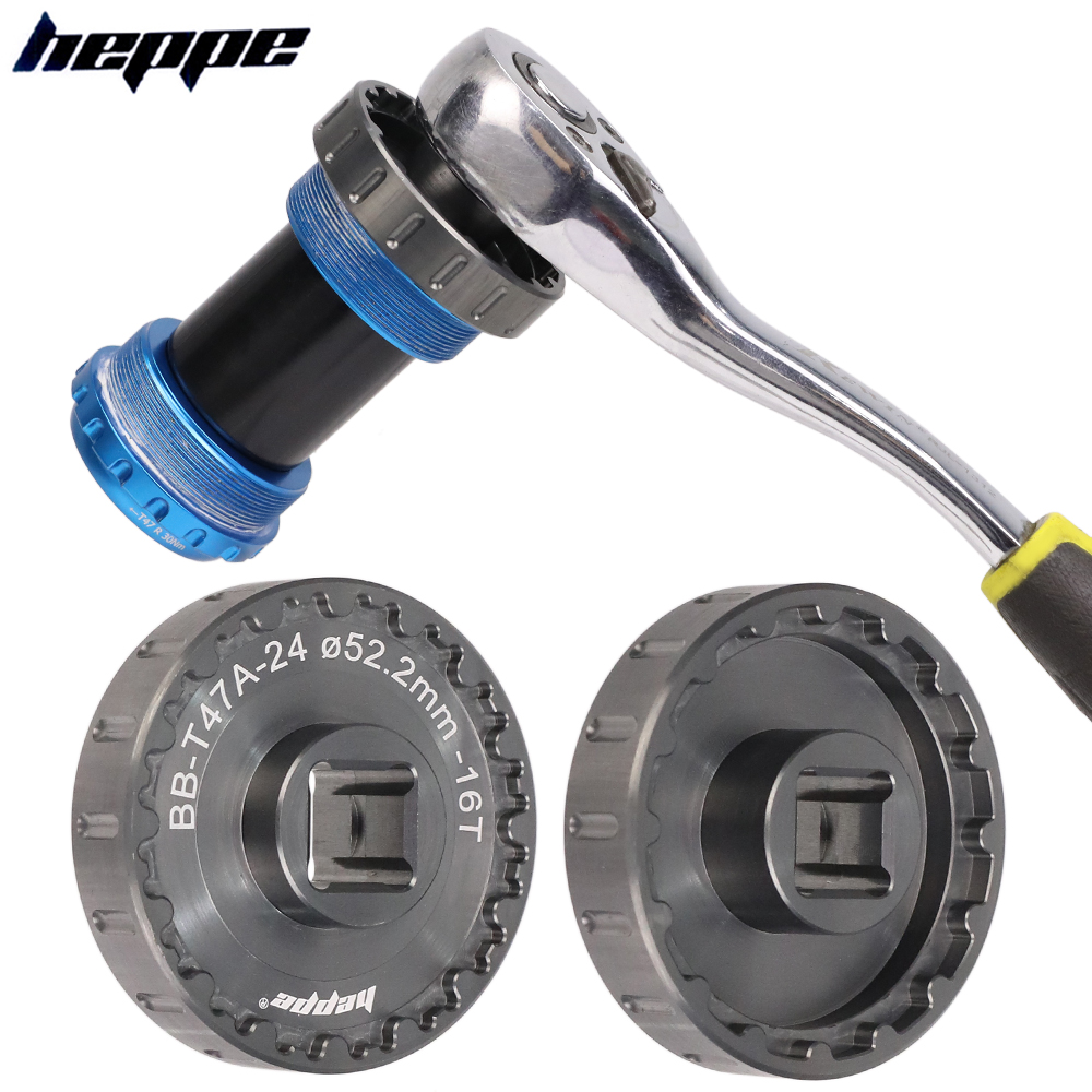 Bottom Bracket Press - HEPPE Dual-ใช้จักรยานT47 วงเล็บด้านล่างติดตั้งและประแจถอดT47 BBซ่อมเครื่องมือสําหรับ 16T T47
