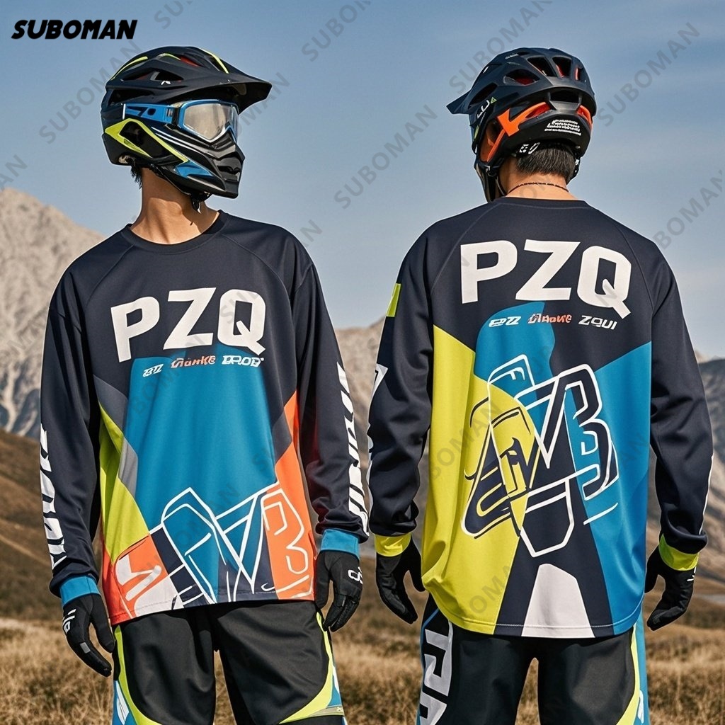 Mountain Biking New Jersey - เสื้อเจอร์ซีย์จักรยานเสือภูเขาสำหรับแข่งขันวิบาก ยี่ห้อใหม่ PZQ ระบายอากาศได้ดี ควบคุมความเร็วได้ดี แขนยาว
