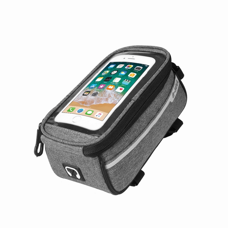 Mountain Biking Tube - กระเป๋าใส่โทรศัพท์มือถือแบบหน้าจอสัมผัสสำหรับจักรยานเสือภูเขา กระเป๋าติดตั้งบนเฟรมจักรยานด้านหน้า ป้องกันน้ำ กระเป๋าติดท่อบนของจักรยาน