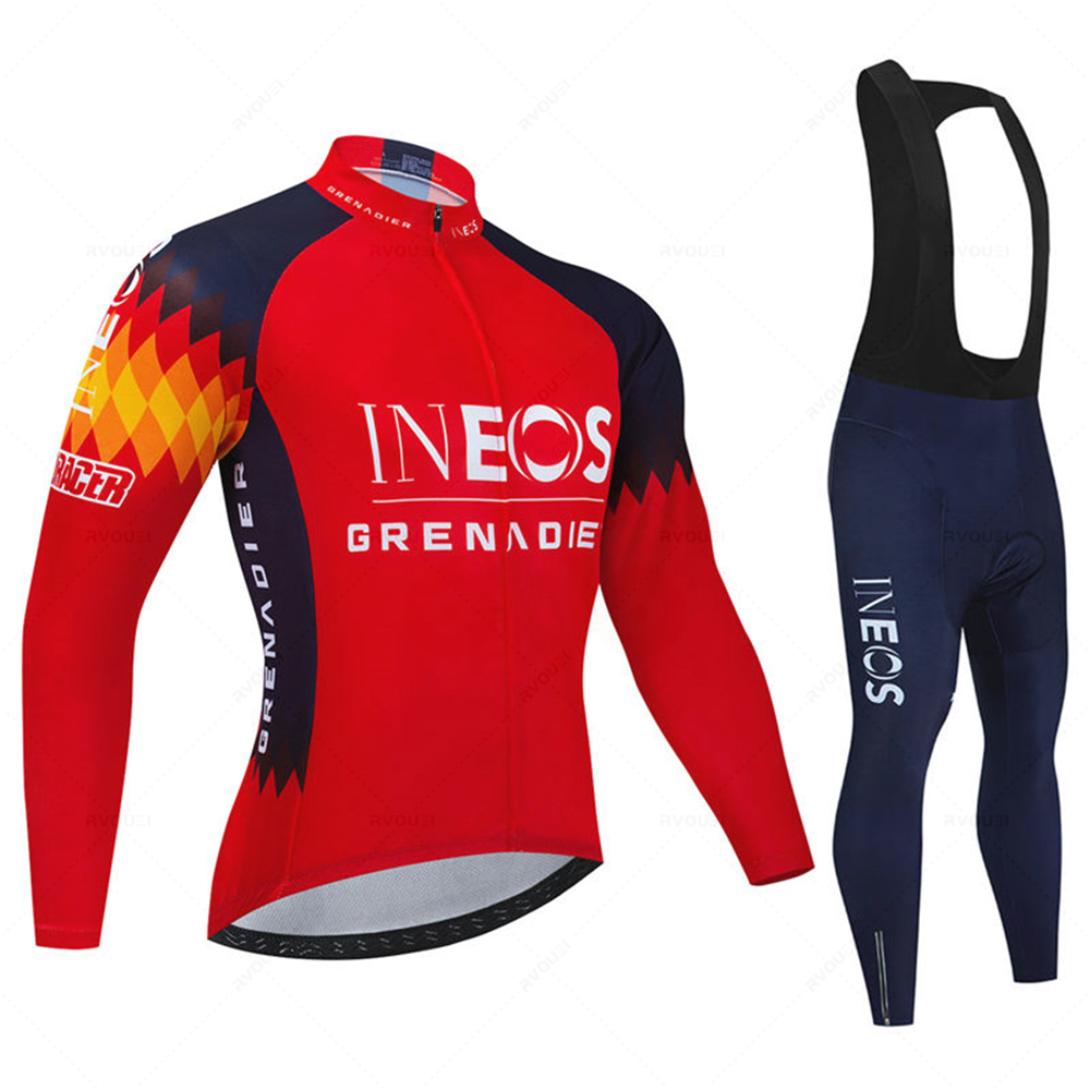 Mountain Biking Jerseys Men - ชุดเสื้อเจอร์ซีย์ปั่นจักรยานสำหรับผู้ชายทีม Ineos สำหรับฤดูใบไม้ผลิ ฤดูใบไม้ร่วง ชุดปั่นจักรยานเสือภูเขาสำหรับฤดูร้อน แขนยาว